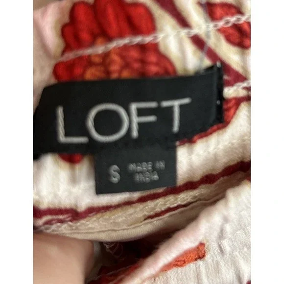 Loft Women's Small Floral Pull On Wide Leg Cropped Pants Pockets Travel Resort - Picture 6 of 16